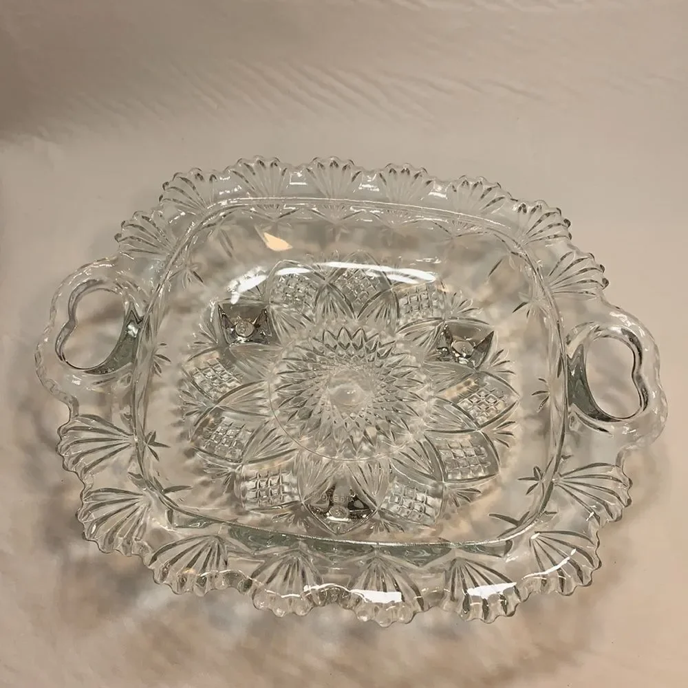 Pasari Vintage Crystal Cut Glass Square Candy Dish